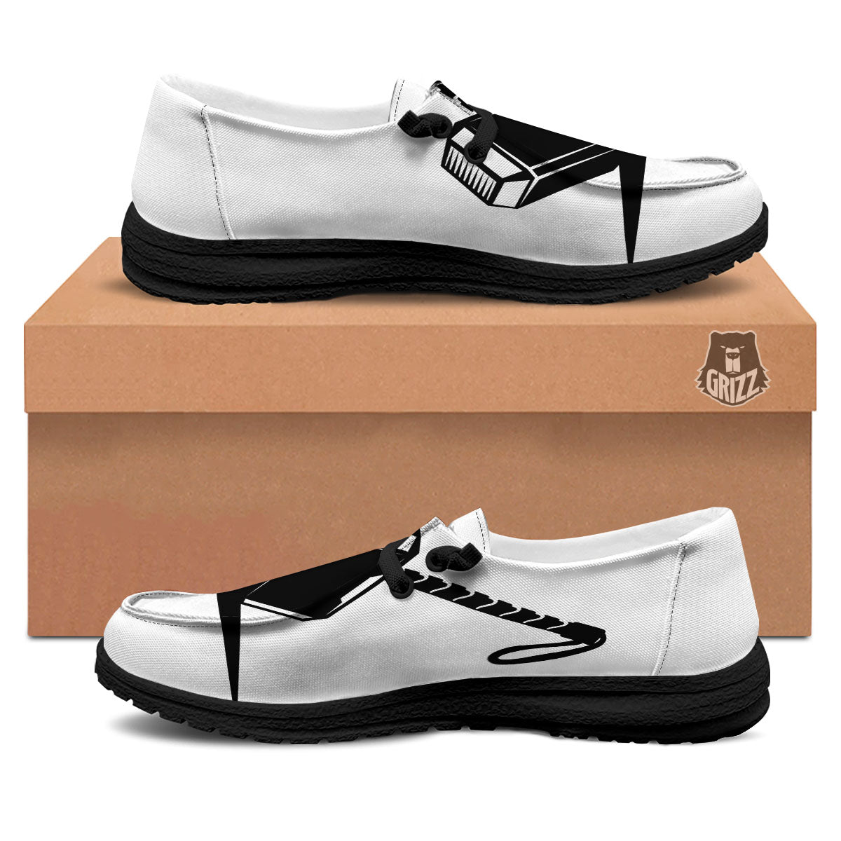 Mjolnir Hammer Of Thor Print Black Loafers-grizzshop