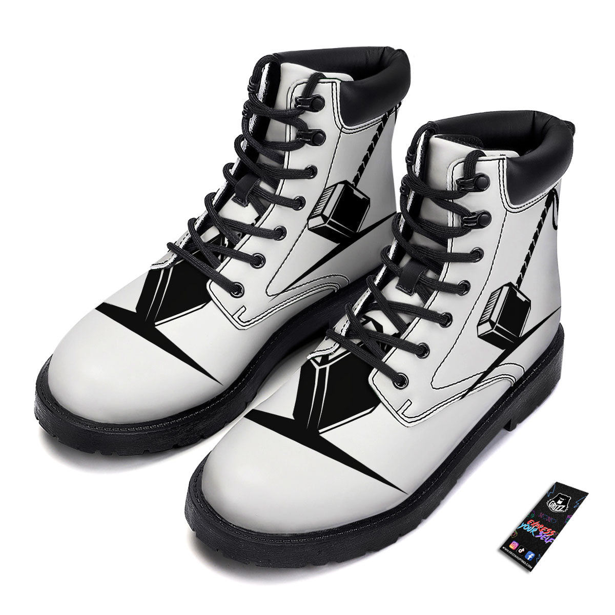 Mjolnir Hammer Of Thor Print Boots-grizzshop