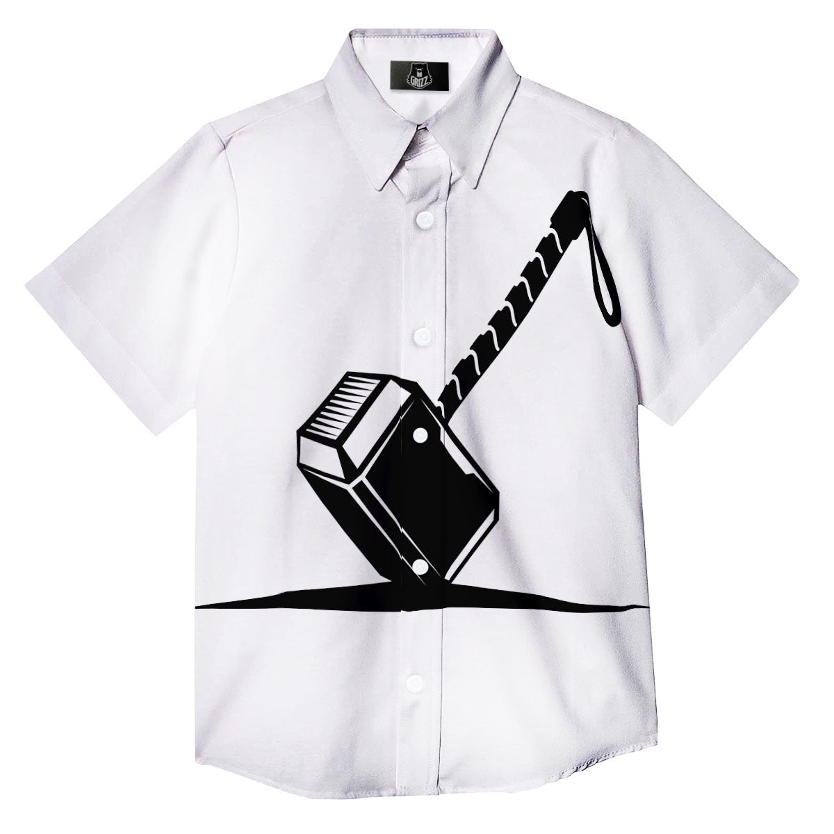 Mjolnir Hammer Of Thor Print Button Up Shirt-grizzshop