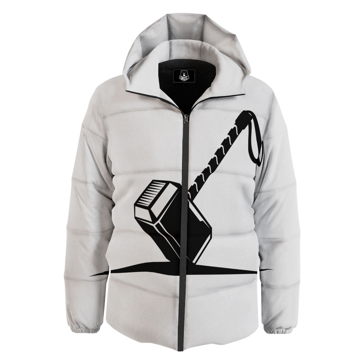 Mjolnir Hammer Of Thor Print Down Jacket-grizzshop