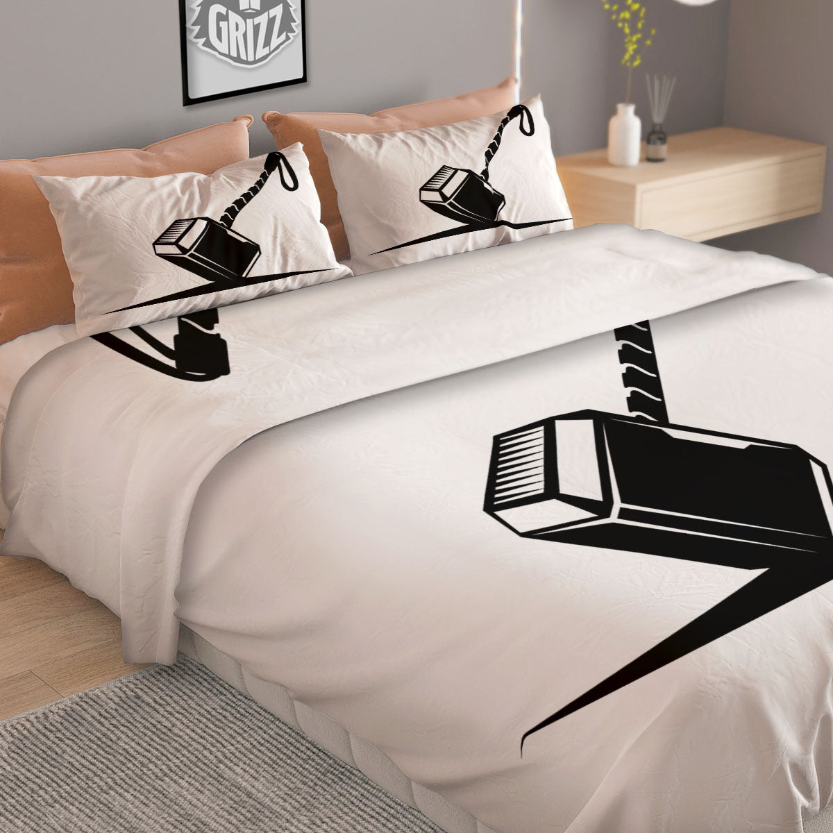 Mjolnir Hammer Of Thor Print Duvet Cover Bedding Set