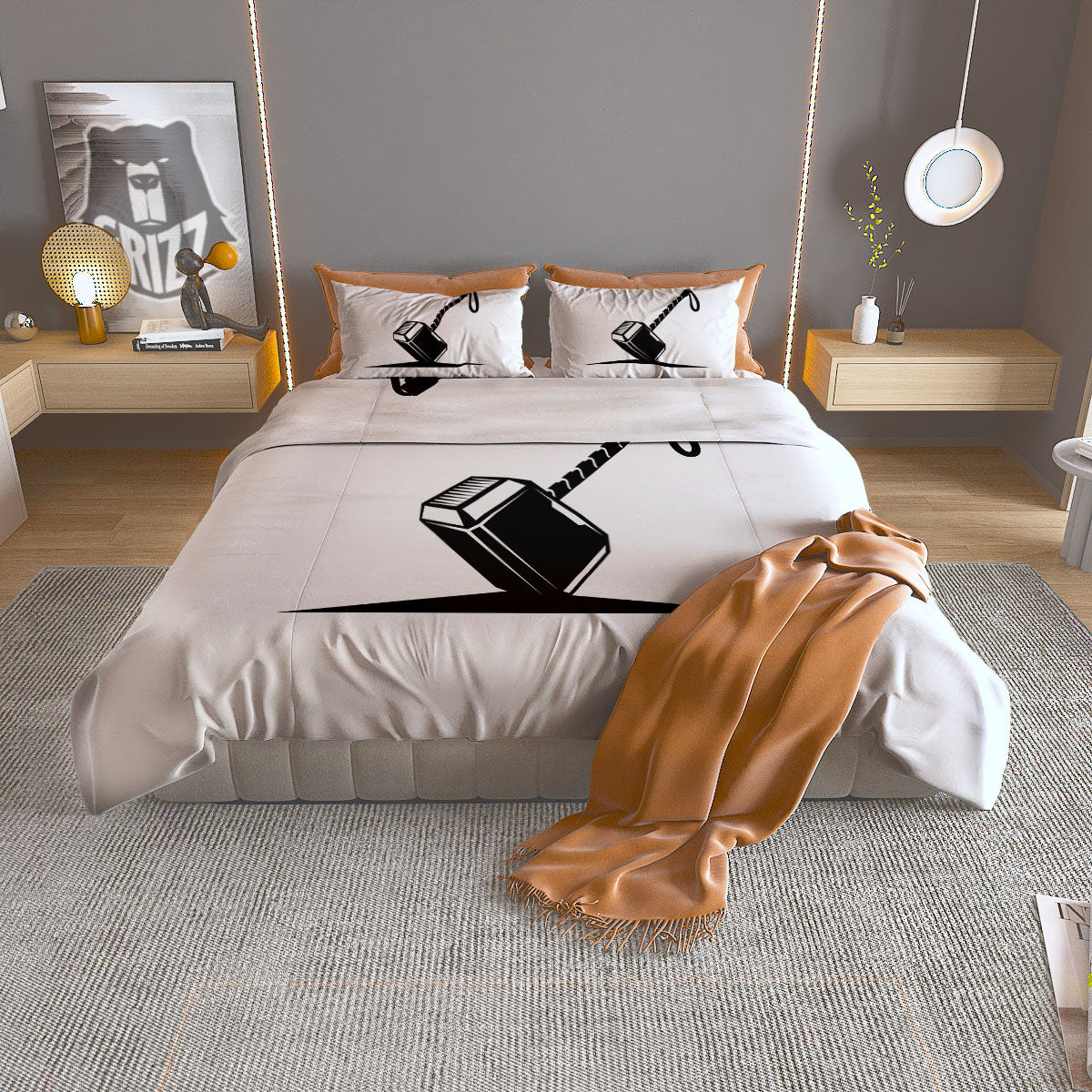 Mjolnir Hammer Of Thor Print Duvet Cover Bedding Set