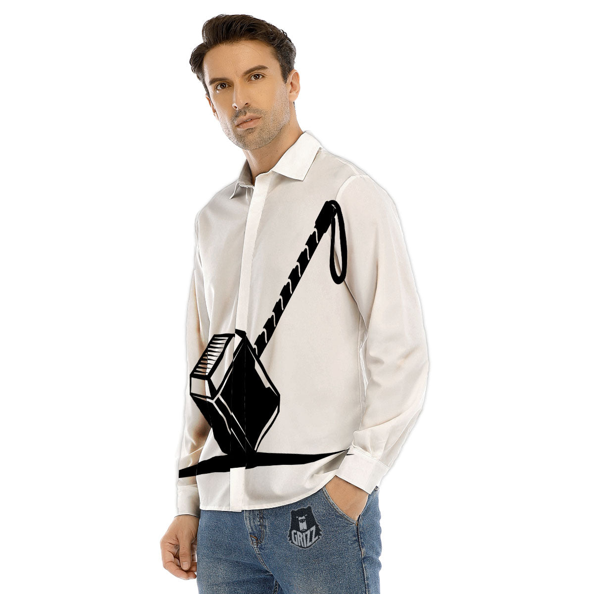 Mjolnir Hammer Of Thor Print Men's Dress Shirts-grizzshop