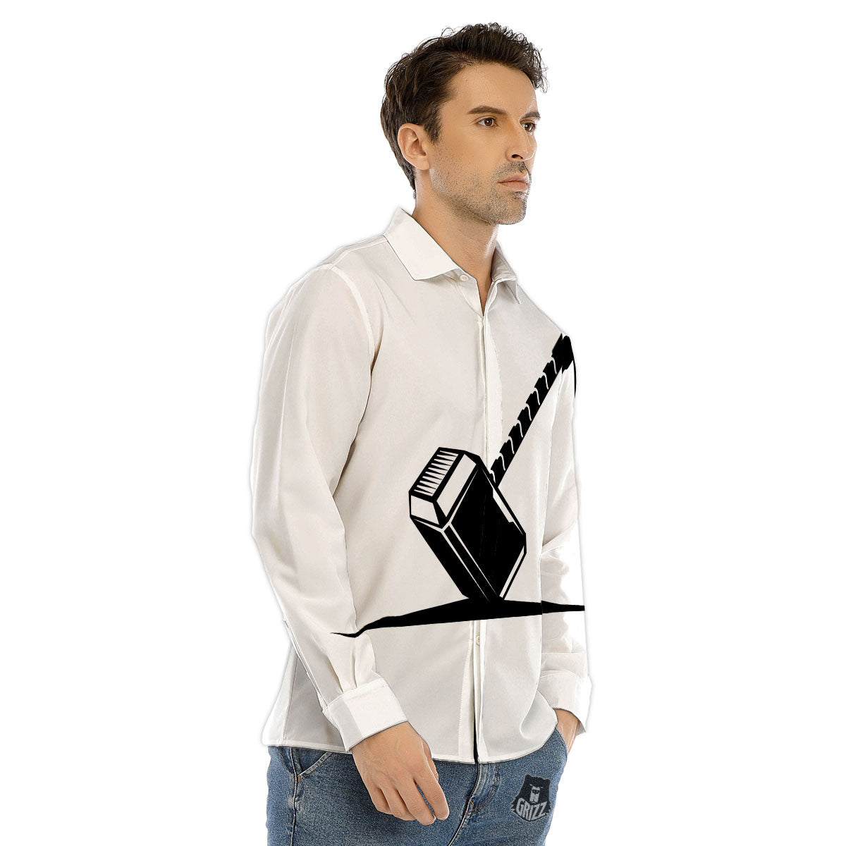 Mjolnir Hammer Of Thor Print Men's Dress Shirts-grizzshop
