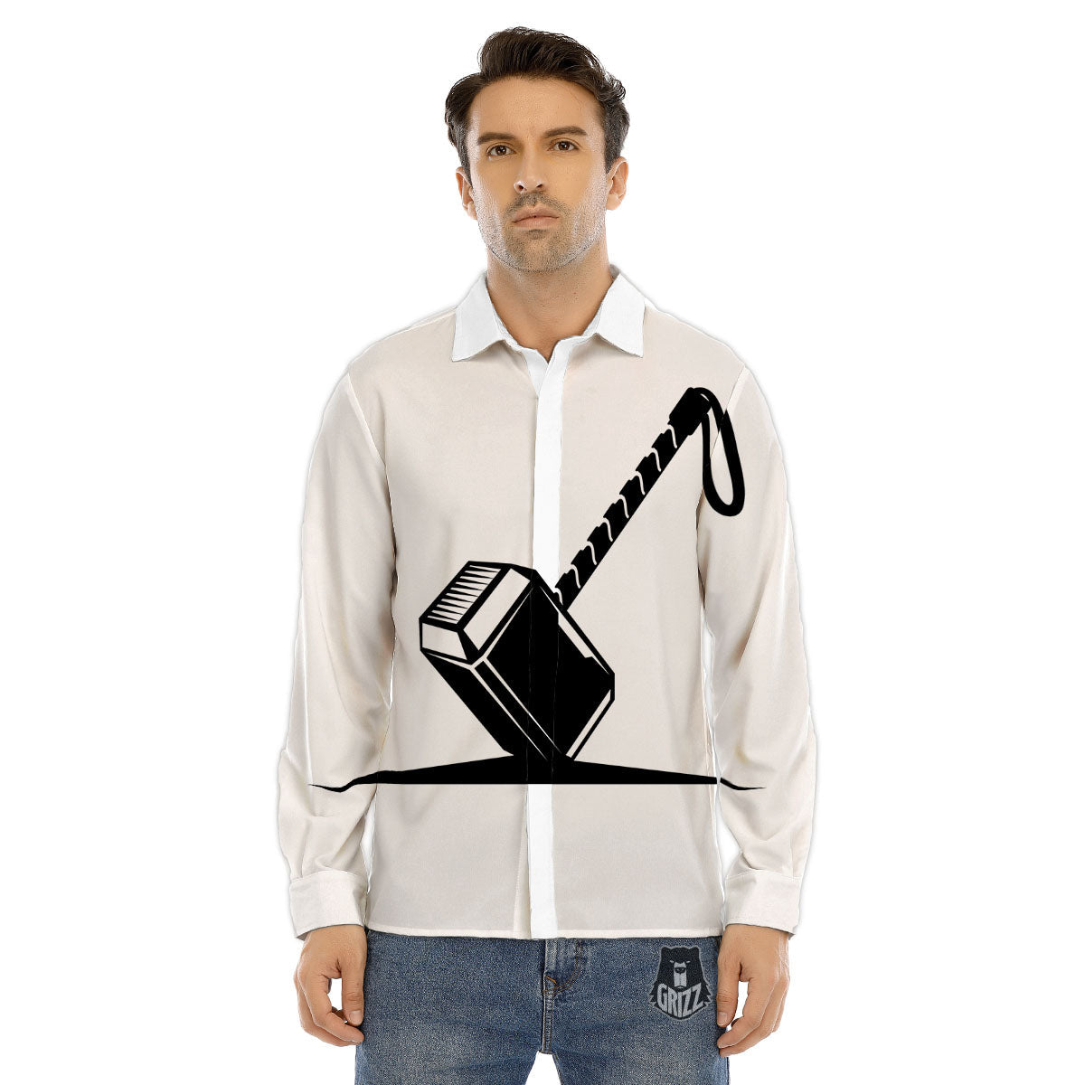 Mjolnir Hammer Of Thor Print Men's Dress Shirts-grizzshop