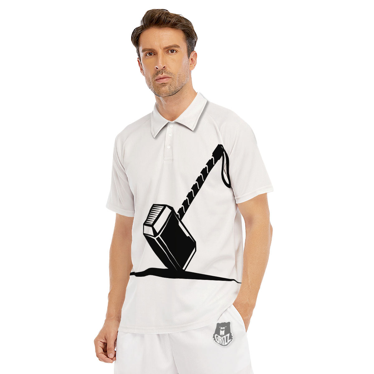 Mjolnir Hammer Of Thor Print Men's Golf Shirts-grizzshop