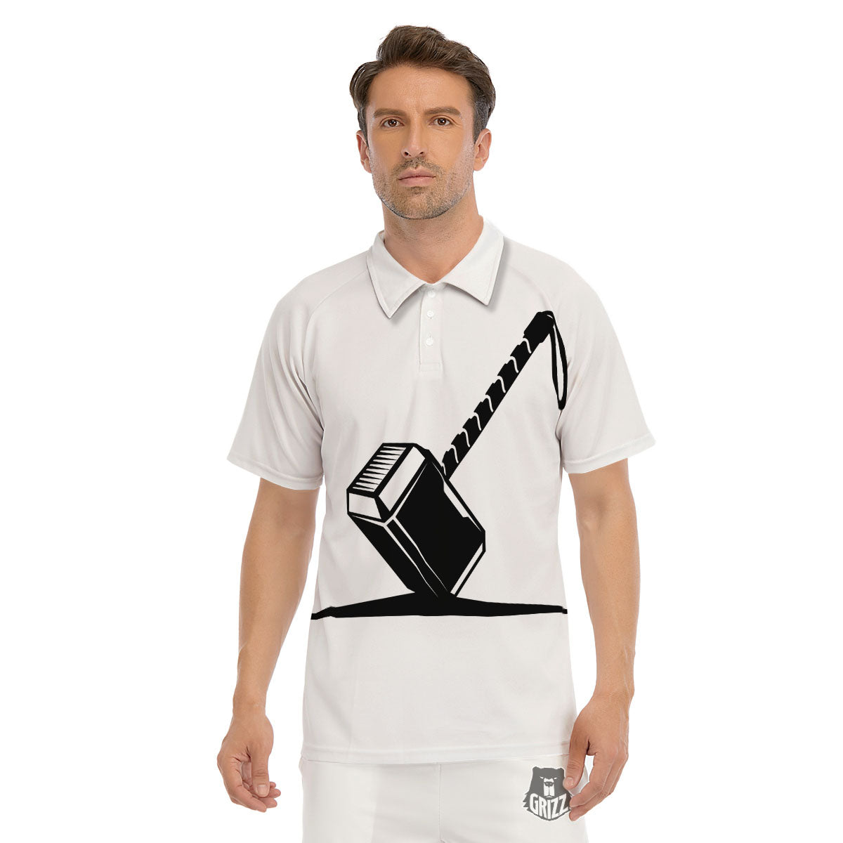 Mjolnir Hammer Of Thor Print Men's Golf Shirts-grizzshop