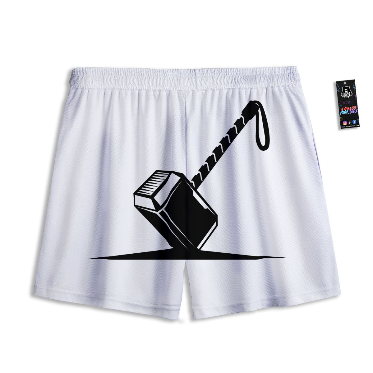 Mjolnir Hammer Of Thor Print Mesh Shorts
