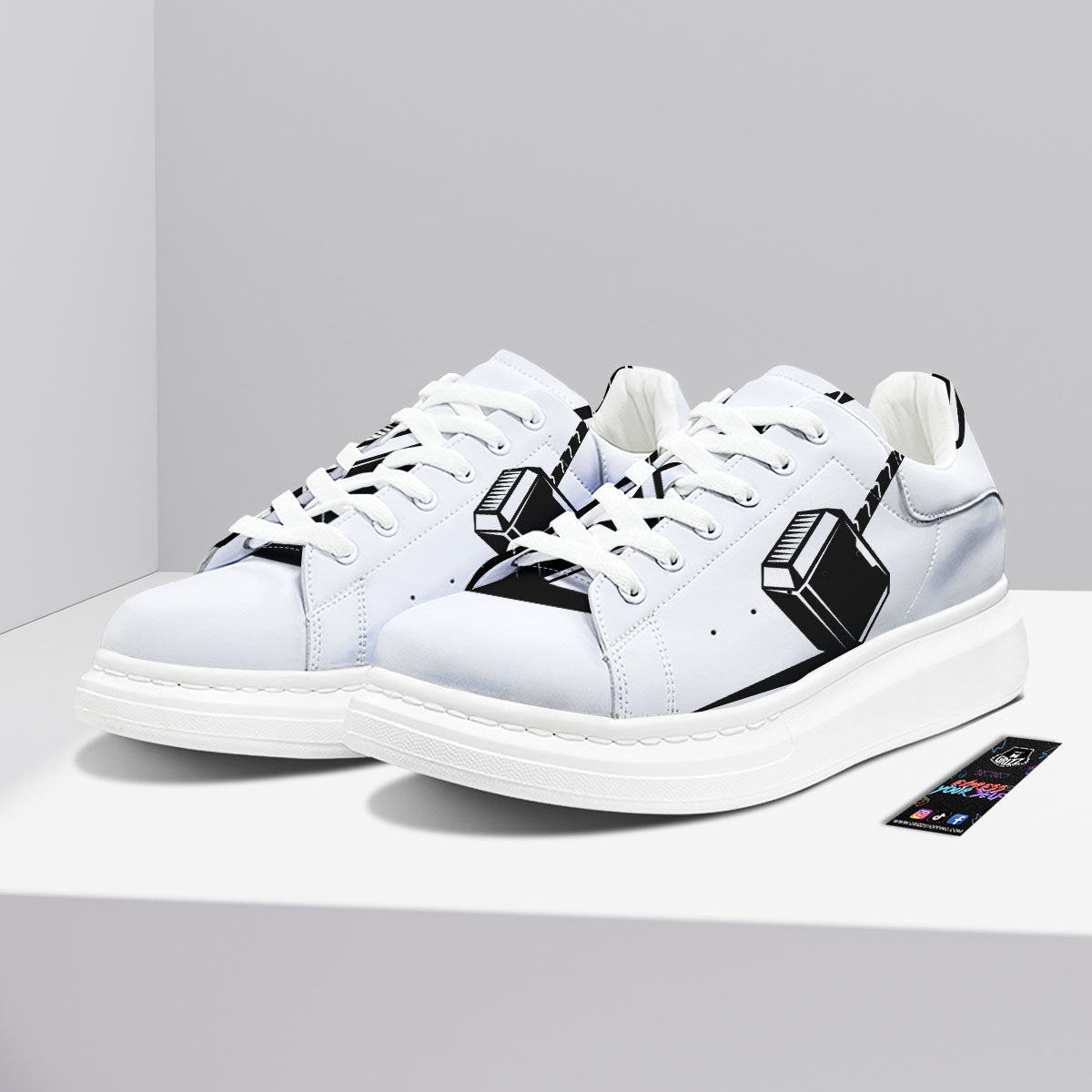Mjolnir Hammer Of Thor Print Platform Shoes-grizzshop