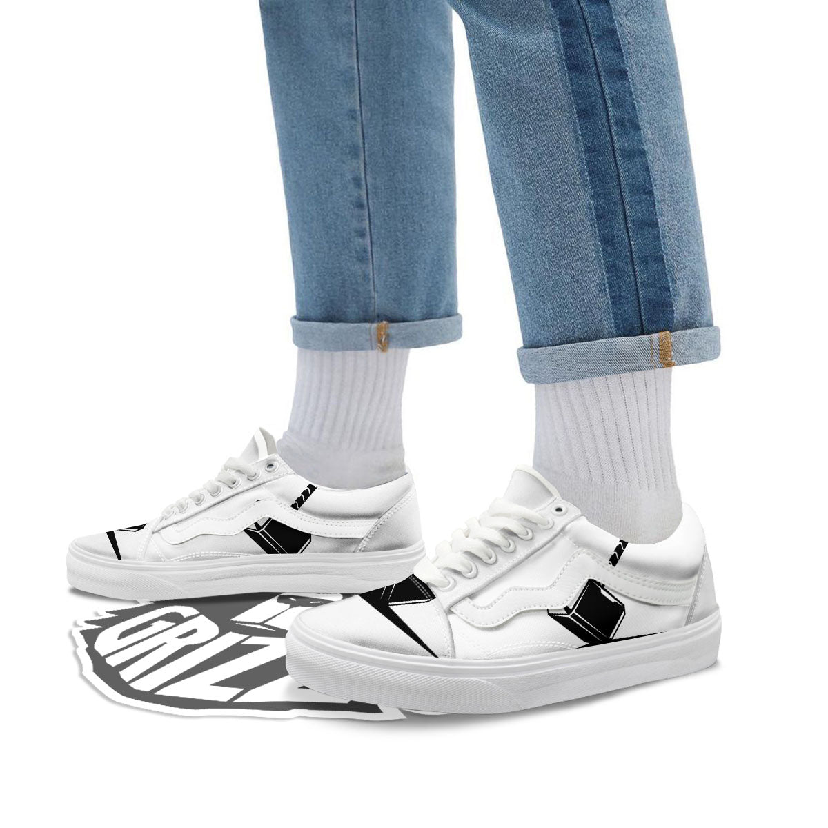 Mjolnir Hammer Of Thor Print Skate Shoes-grizzshop