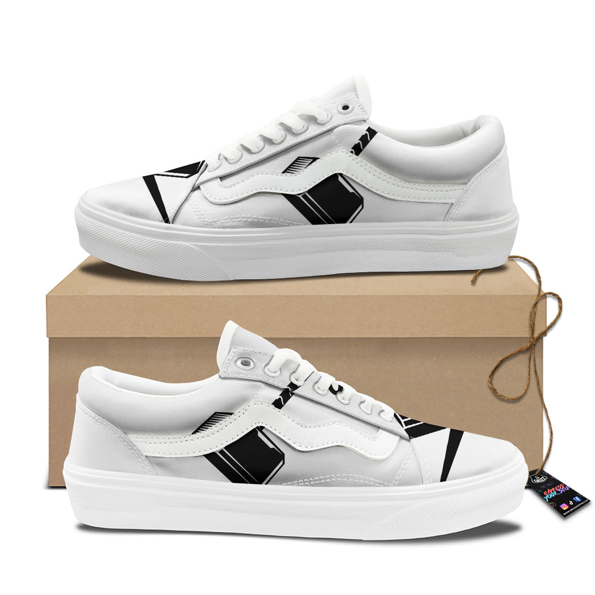 Mjolnir Hammer Of Thor Print Skate Shoes-grizzshop