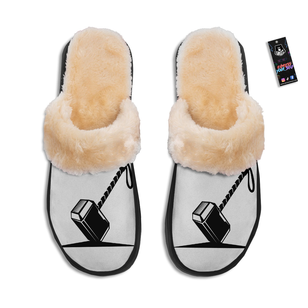 Mjolnir Hammer Of Thor Print Slippers-grizzshop