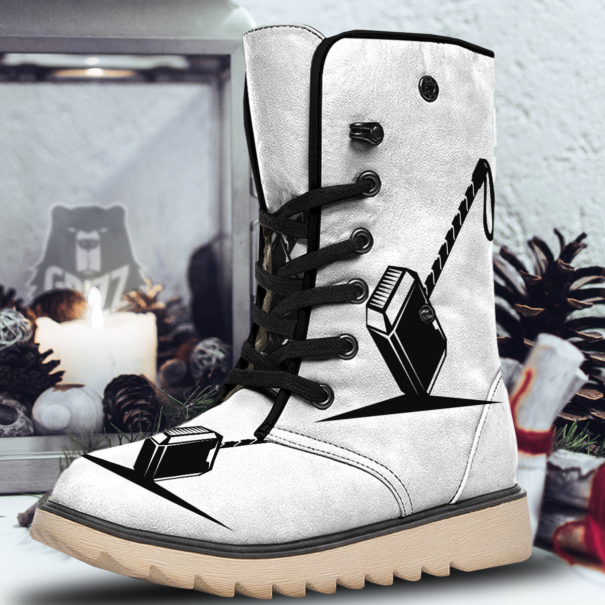 Mjolnir Hammer Of Thor Print Snow Boots-grizzshop