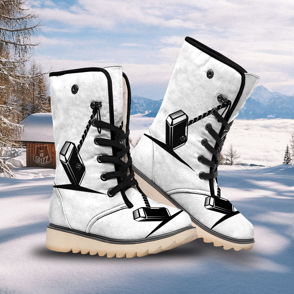 Mjolnir Hammer Of Thor Print Snow Boots-grizzshop