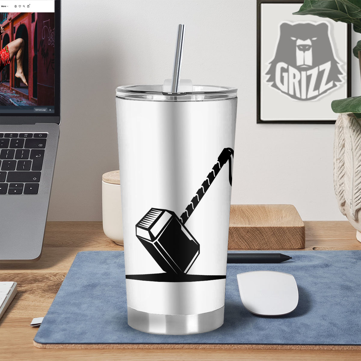 Mjolnir Hammer Of Thor Print Tumbler-grizzshop