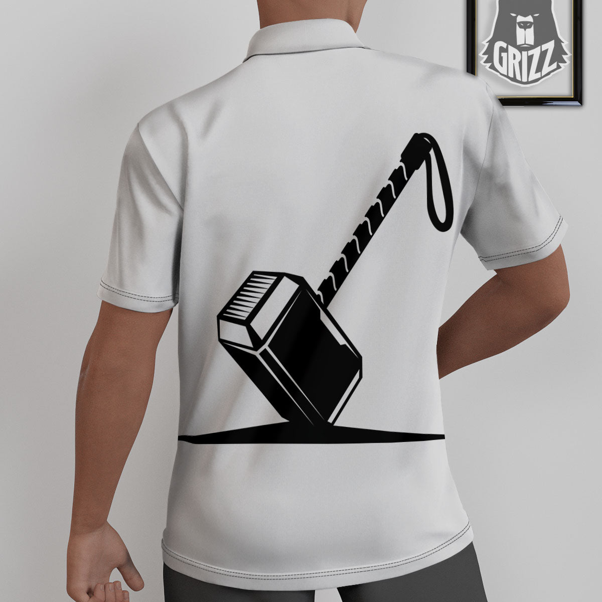 Mjolnir Hammer Of Thor Print Untucked Shirts-grizzshop