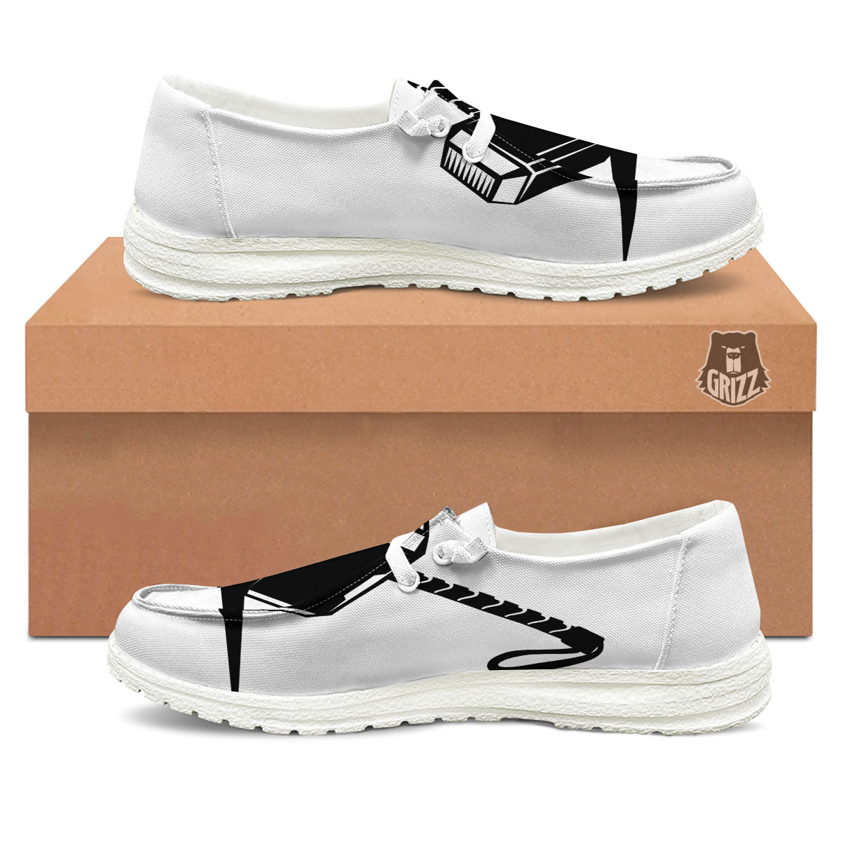 Mjolnir Hammer Of Thor Print White Loafers-grizzshop