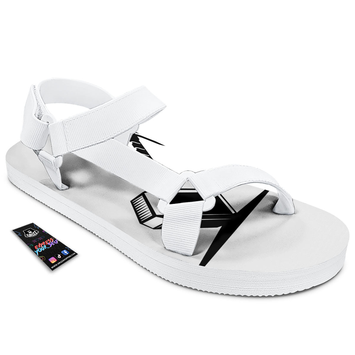 Mjolnir Hammer Of Thor Print White Open Toe Sandals-grizzshop