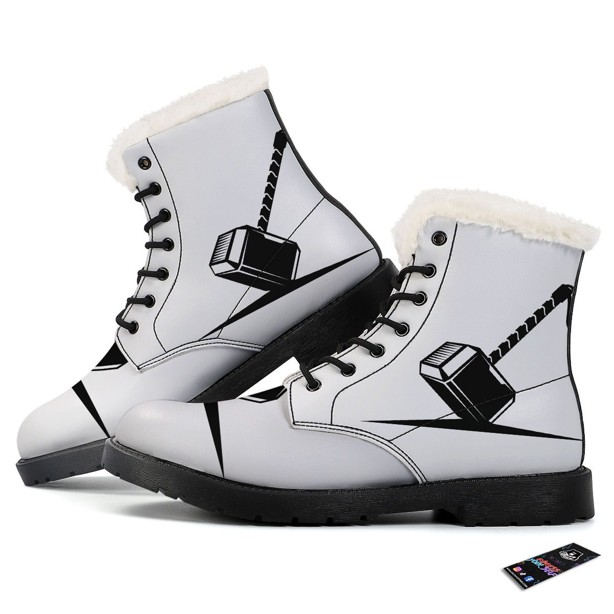 Mjolnir Hammer Of Thor Print Winter Boots-grizzshop