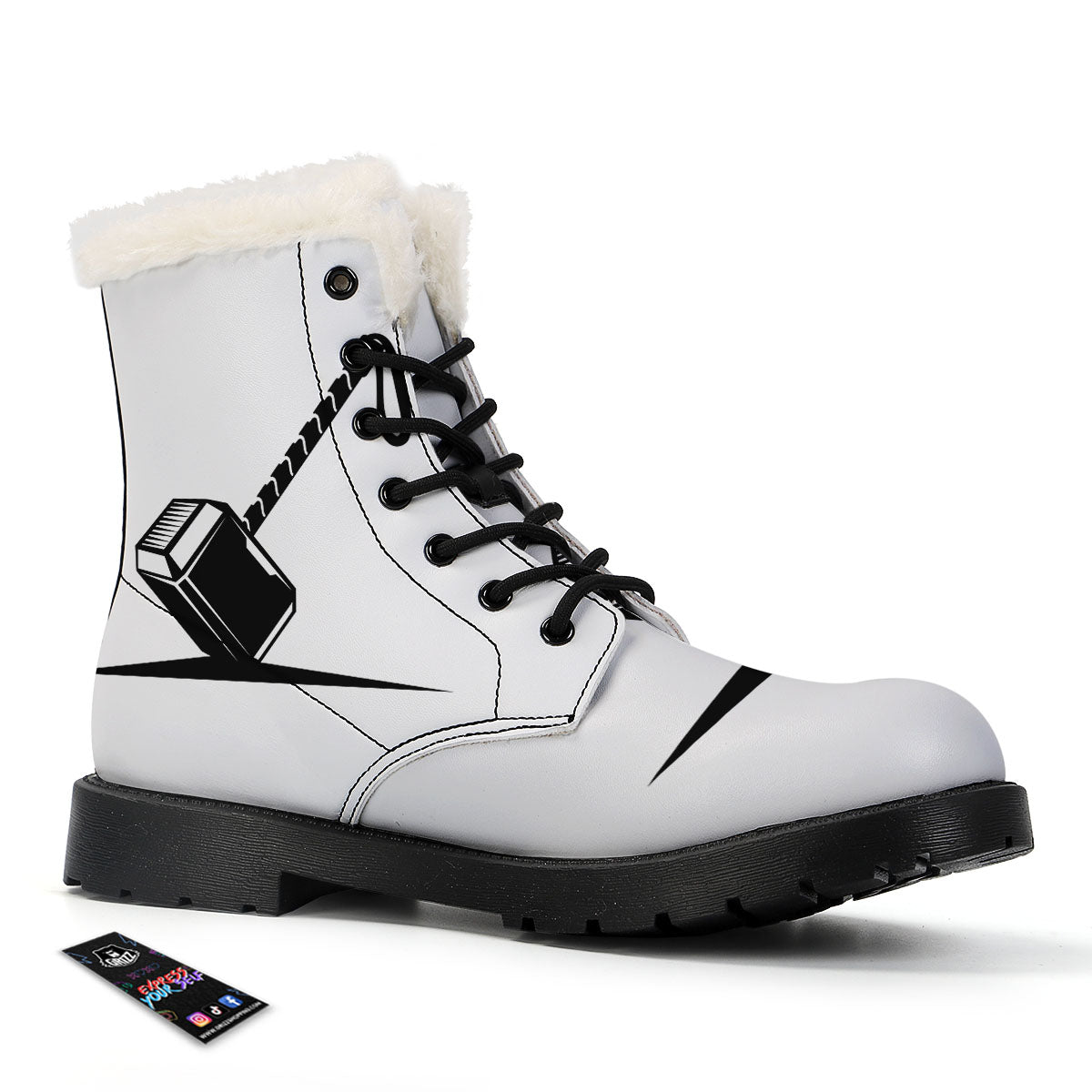 Mjolnir Hammer Of Thor Print Winter Boots-grizzshop