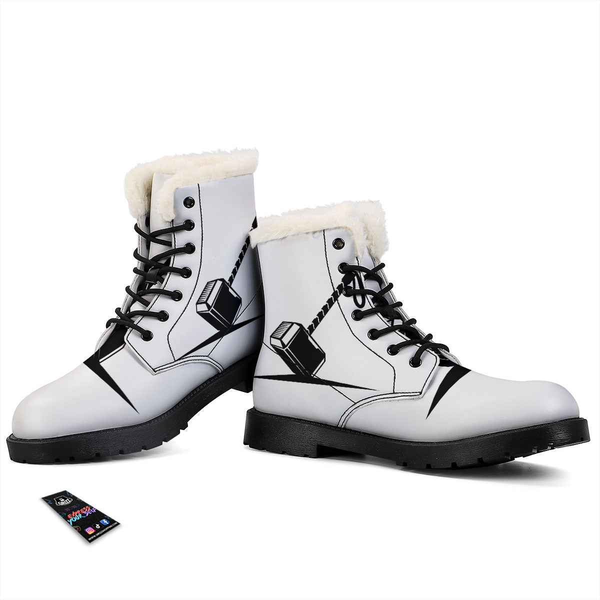 Mjolnir Hammer Of Thor Print Winter Boots-grizzshop