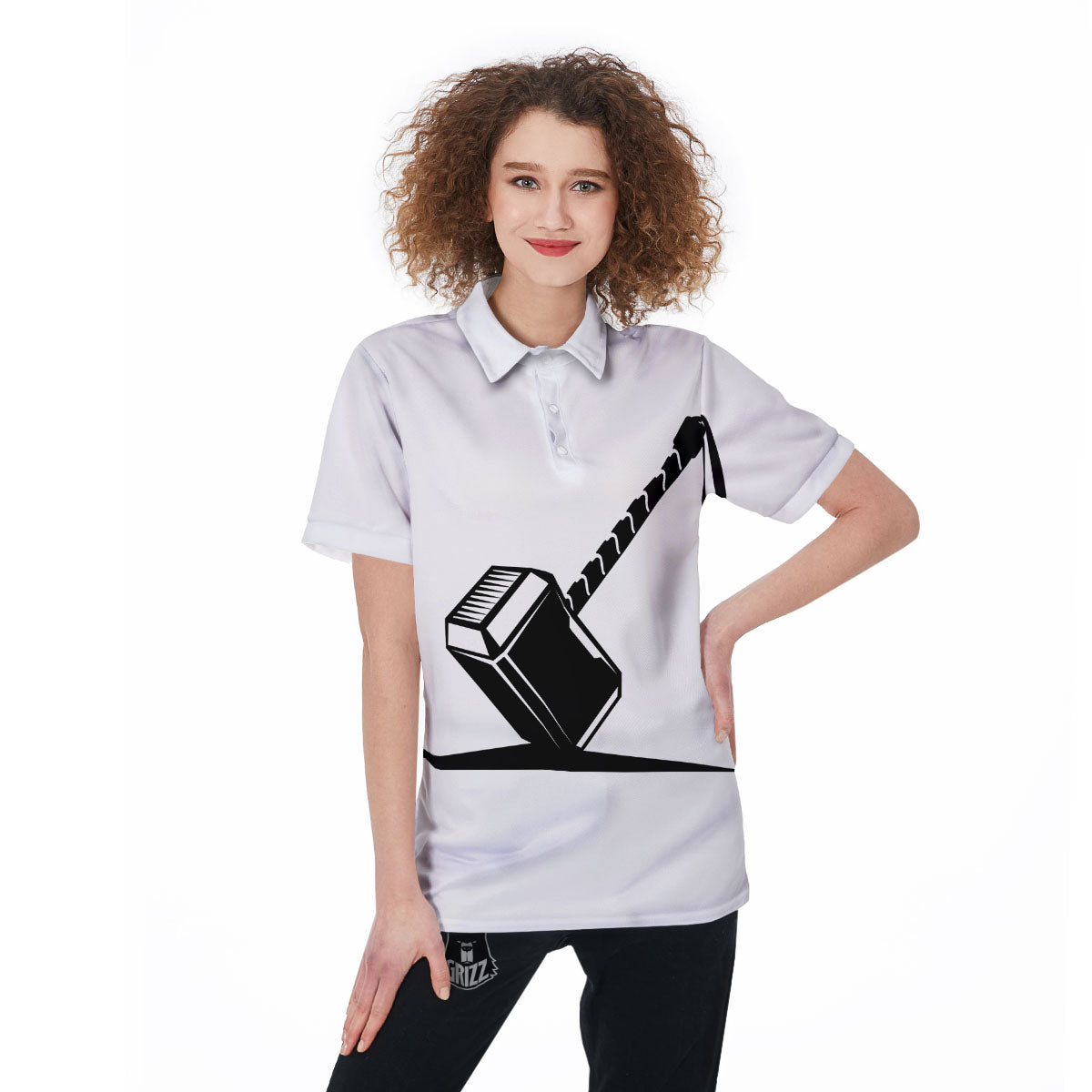 Mjolnir Hammer Of Thor Print Women's Golf Shirts-grizzshop