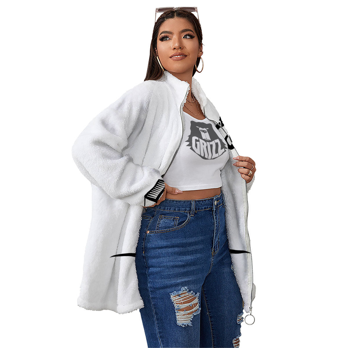 Mjolnir Hammer Of Thor Print Women's Sherpa Jacket-grizzshop