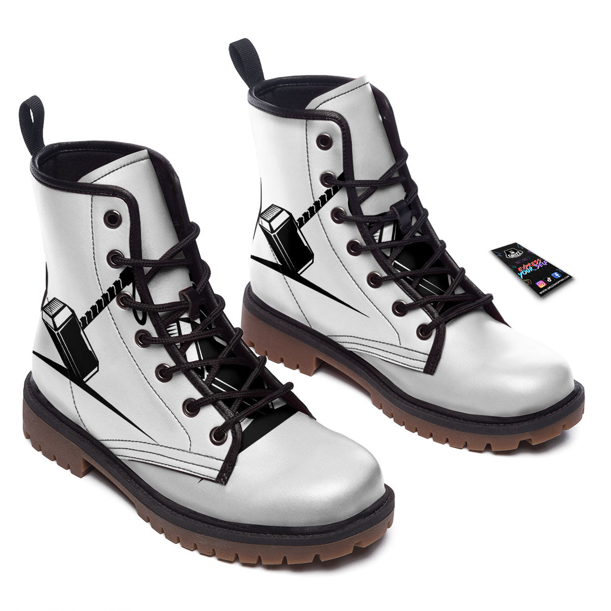 Mjolnir Hammer Of Thor Print Work Boots-grizzshop