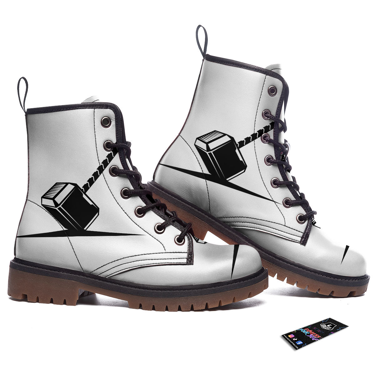 Mjolnir Hammer Of Thor Print Work Boots-grizzshop