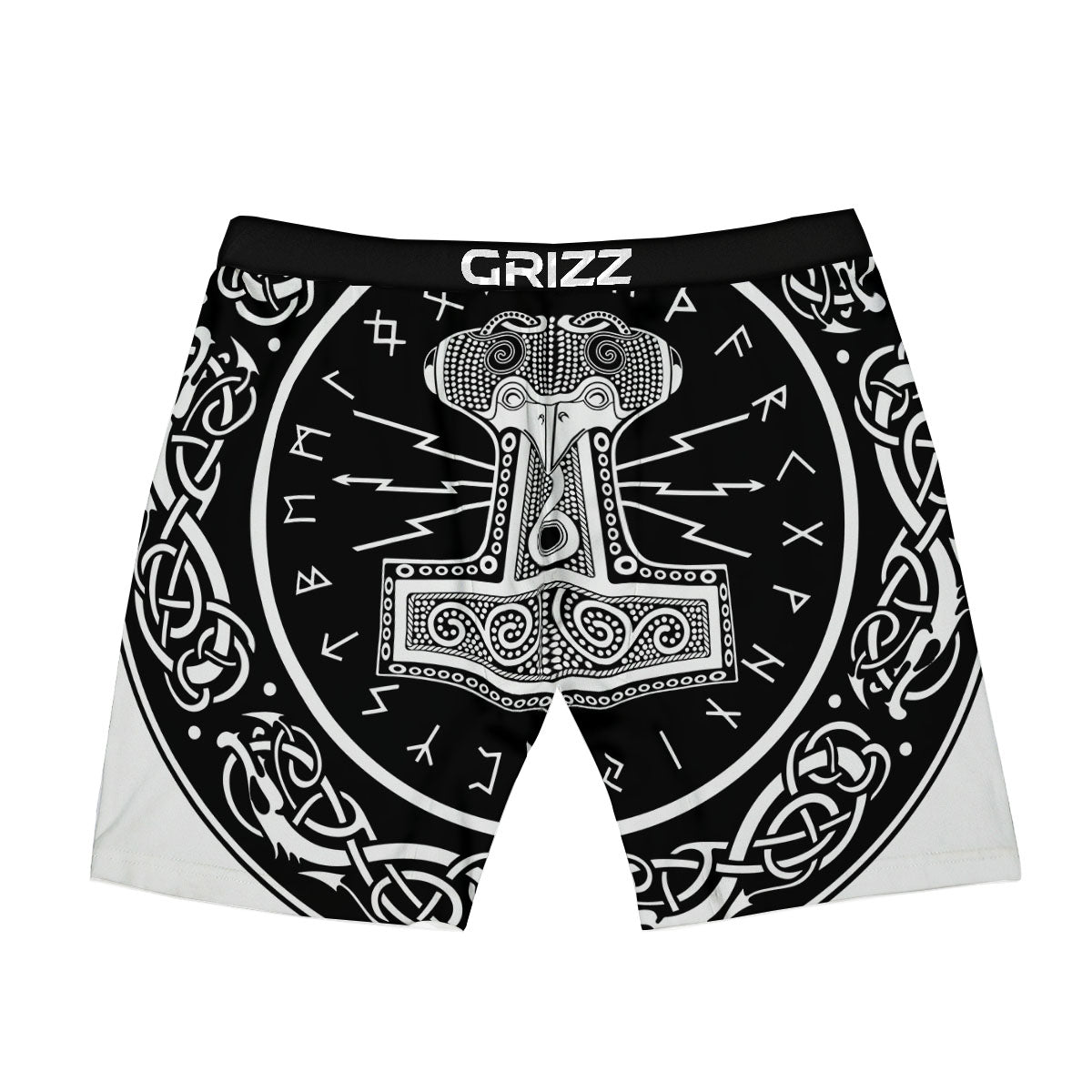 Mjolnir White And Black Print Boxer Briefs-grizzshop