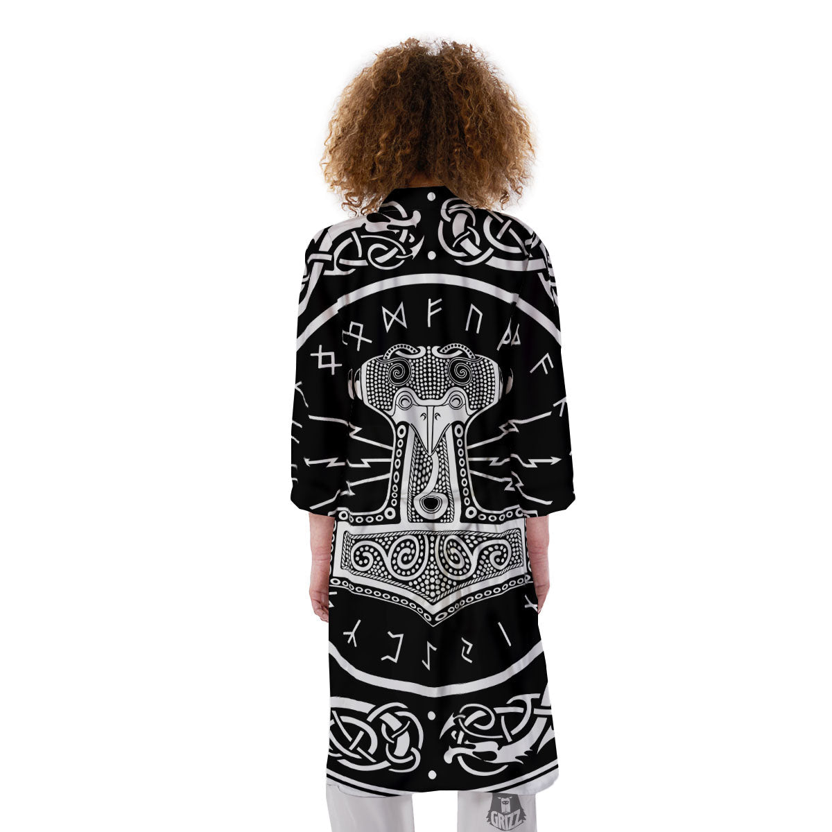 Mjolnir White And Black Print Kimono-grizzshop