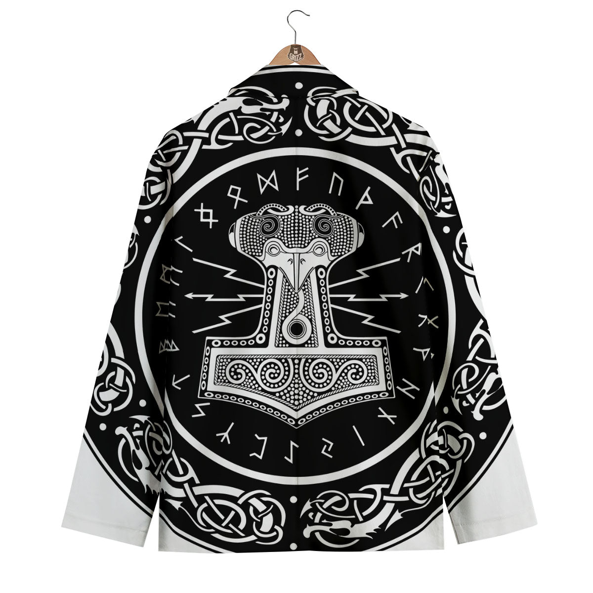 Mjolnir White And Black Print Men's Blazer-grizzshop