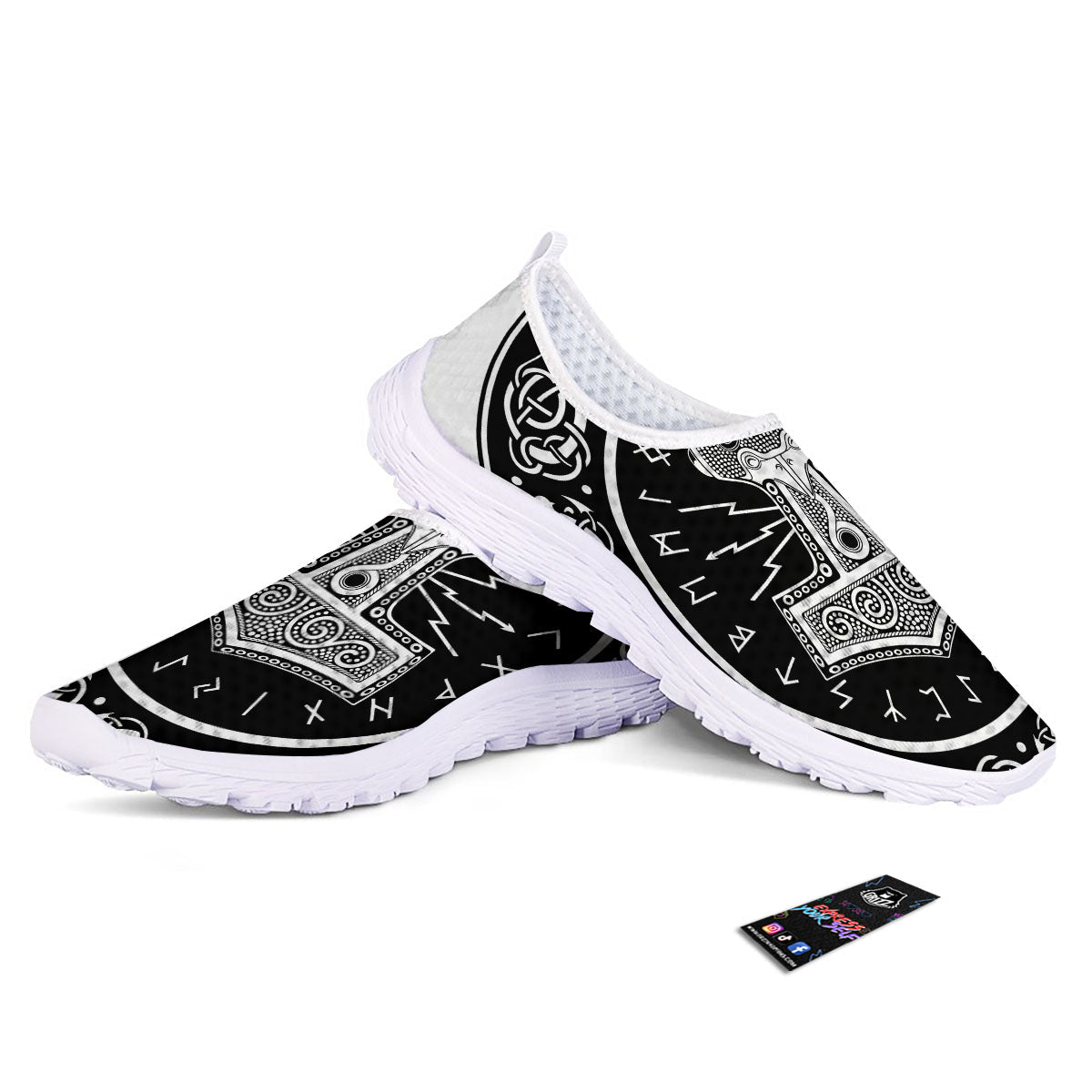 Mjolnir White And Black Print Nurse Shoes-grizzshop