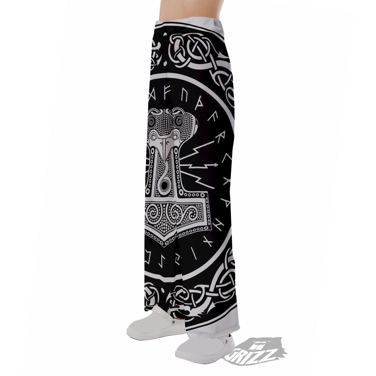 Mjolnir White And Black Print Pajama Pants-grizzshop