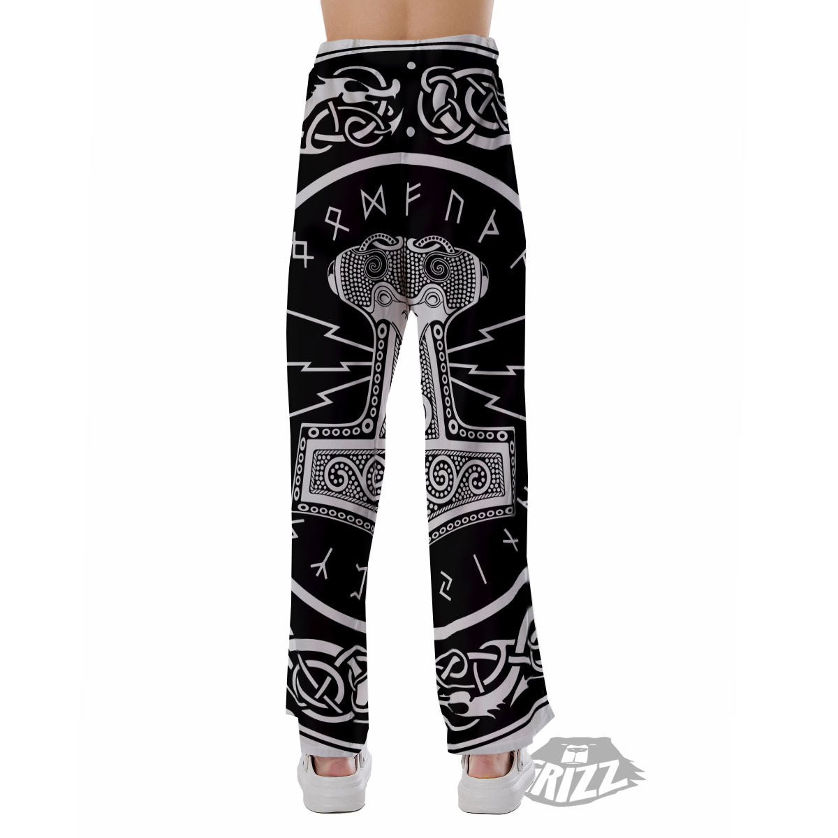 Mjolnir White And Black Print Pajama Pants-grizzshop