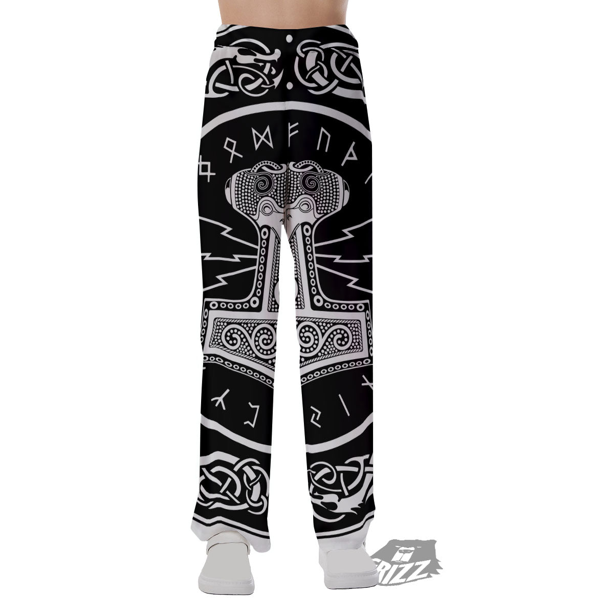 Mjolnir White And Black Print Pajama Pants-grizzshop