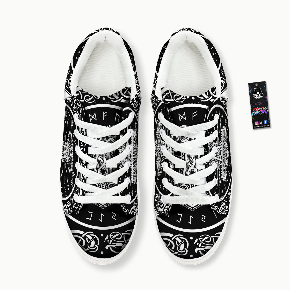 Mjolnir White And Black Print Platform Shoes-grizzshop