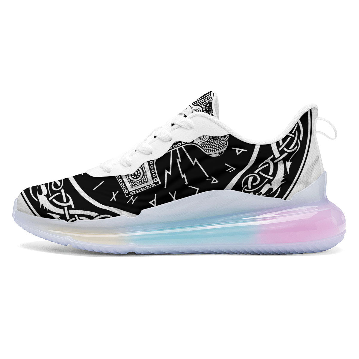 Mjolnir White And Black Print Running Sneakers-grizzshop