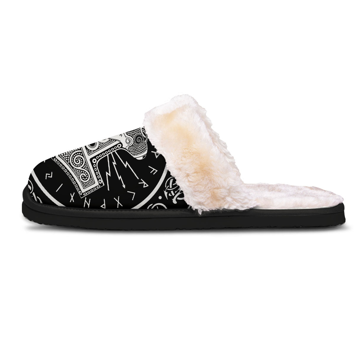 Mjolnir White And Black Print Slippers-grizzshop