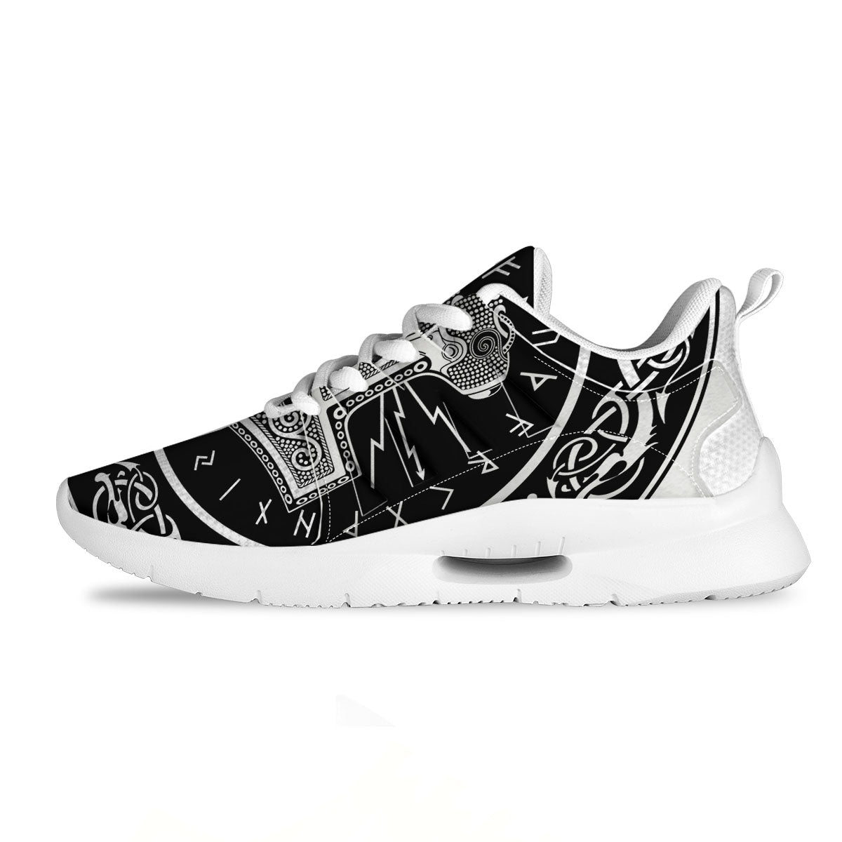 Mjolnir White And Black Print Tennis Shoes-grizzshop