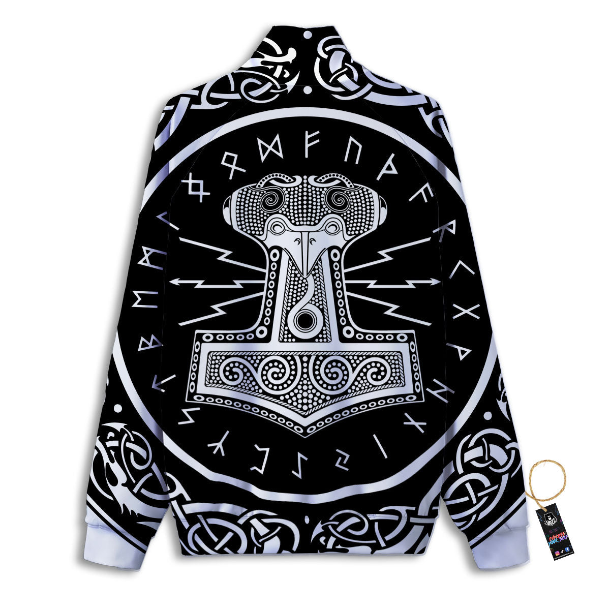 Mjolnir White And Black Print Track Jacket-grizzshop