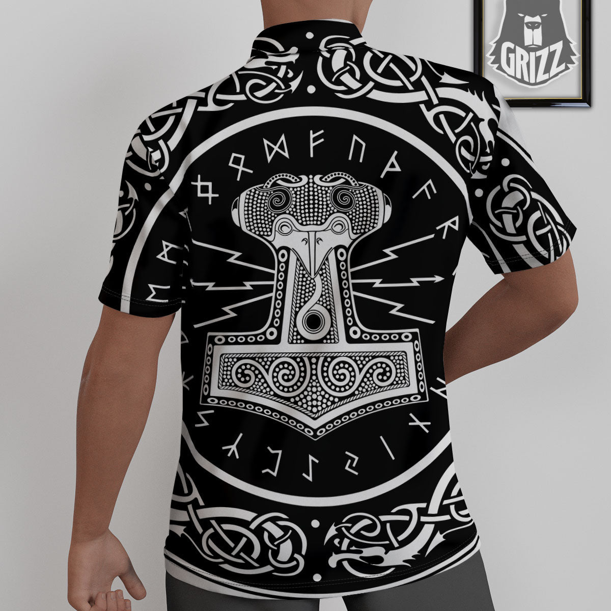 Mjolnir White And Black Print Untucked Shirts-grizzshop
