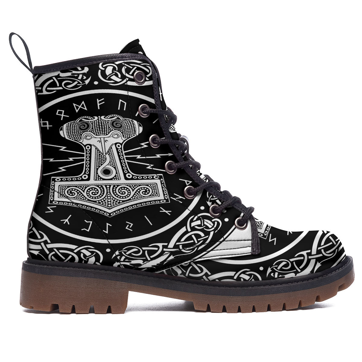 Mjolnir White And Black Print Work Boots-grizzshop