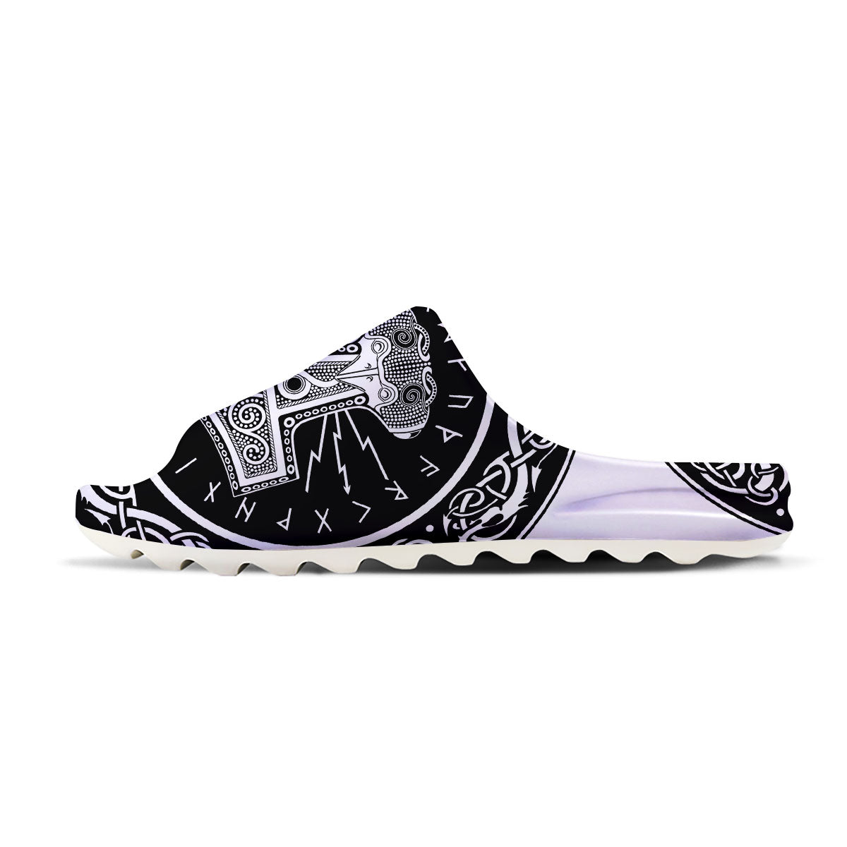 Mjolnir White And Black Print Sandals-grizzshop