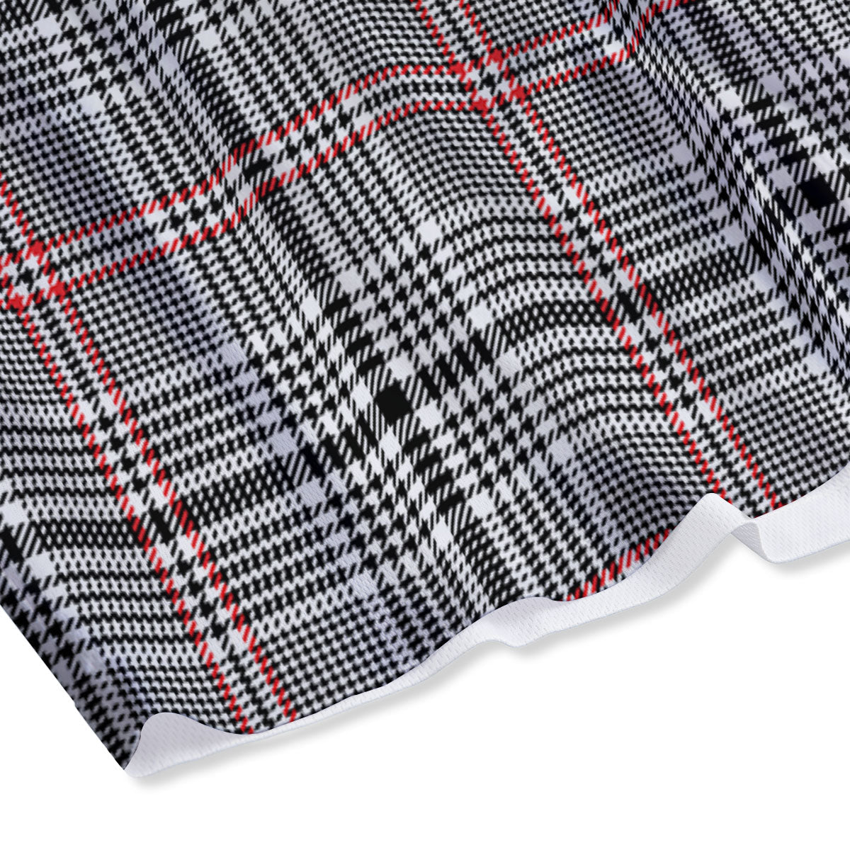 Modern Tartan Plaid White And Black Red Print Mesh Shorts