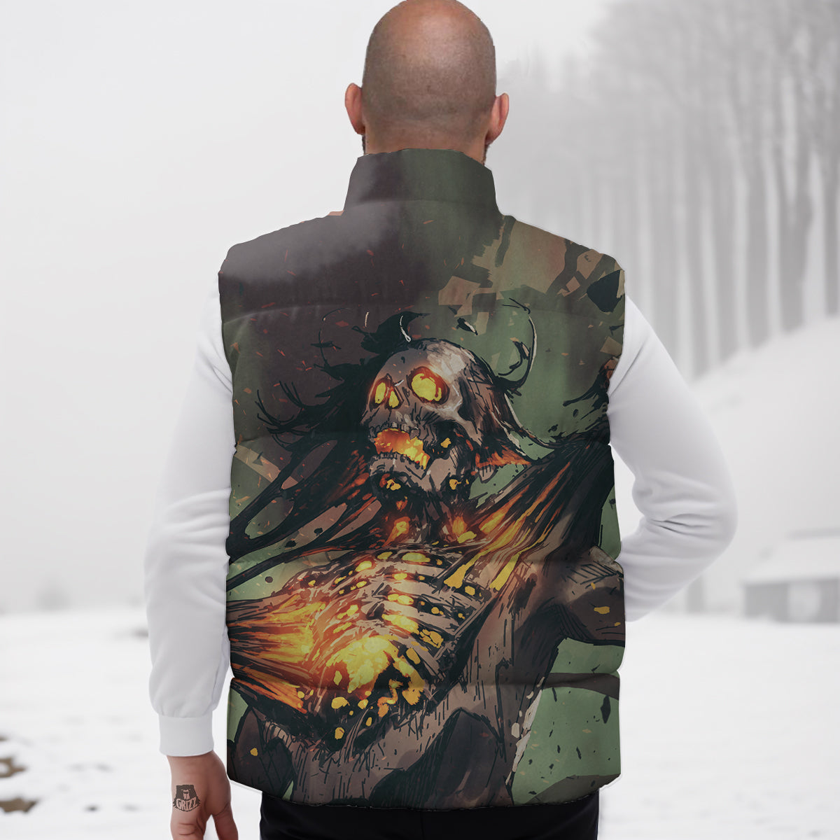 Monarch Butterfly Pattern Print Down Vest