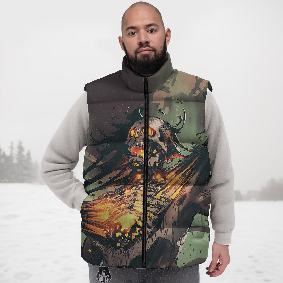 Monarch Butterfly Pattern Print Down Vest