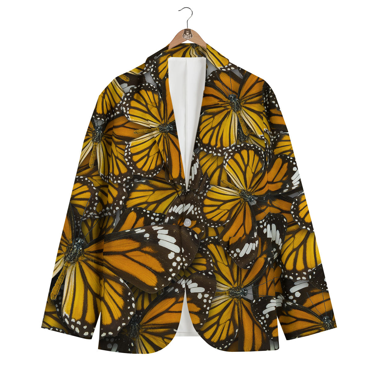 Monarch Butterfly Pattern Print Men's Blazer-grizzshop