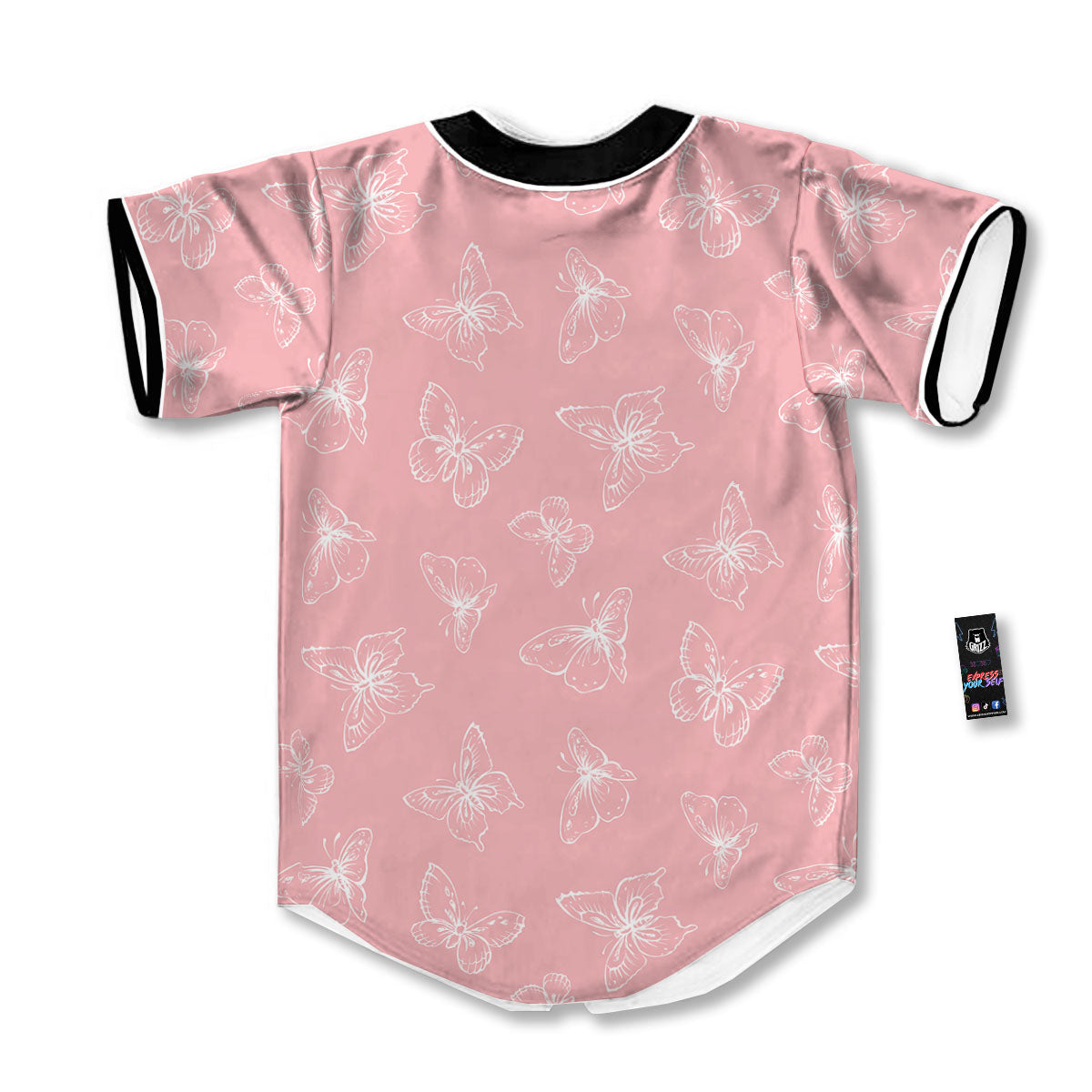 Monarch Butterfly Pink Print Pattern Baseball Jersey-grizzshop