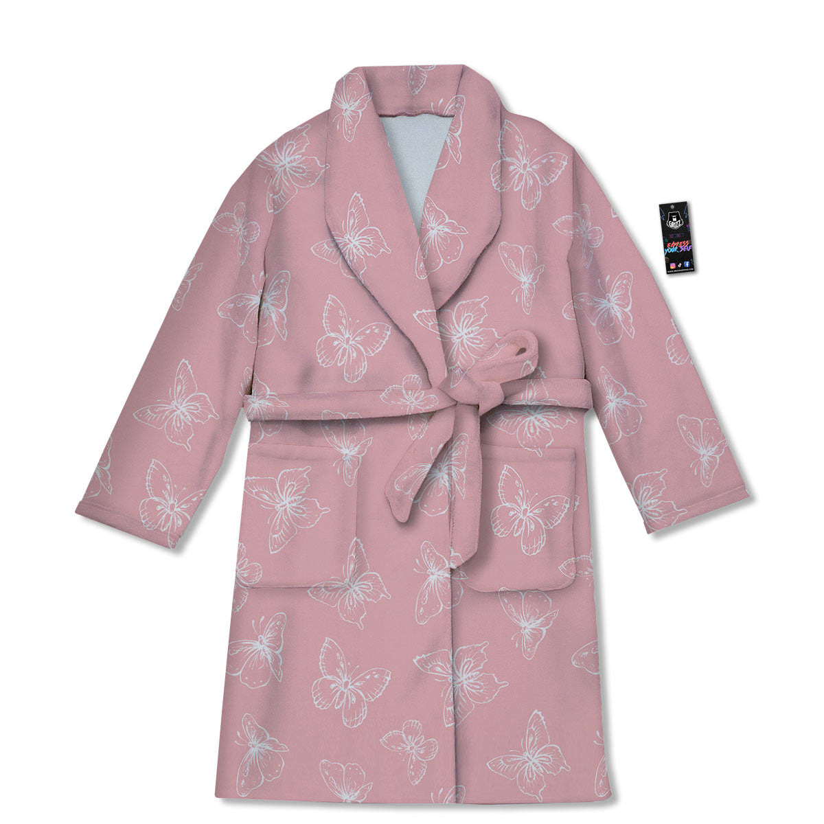 Monarch Butterfly Pink Print Pattern Bathrobe-grizzshop